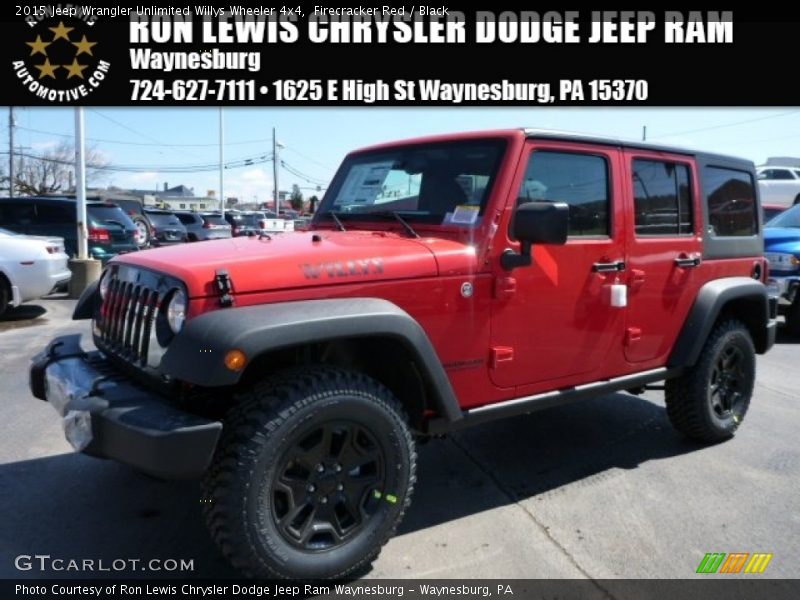 Firecracker Red / Black 2015 Jeep Wrangler Unlimited Willys Wheeler 4x4