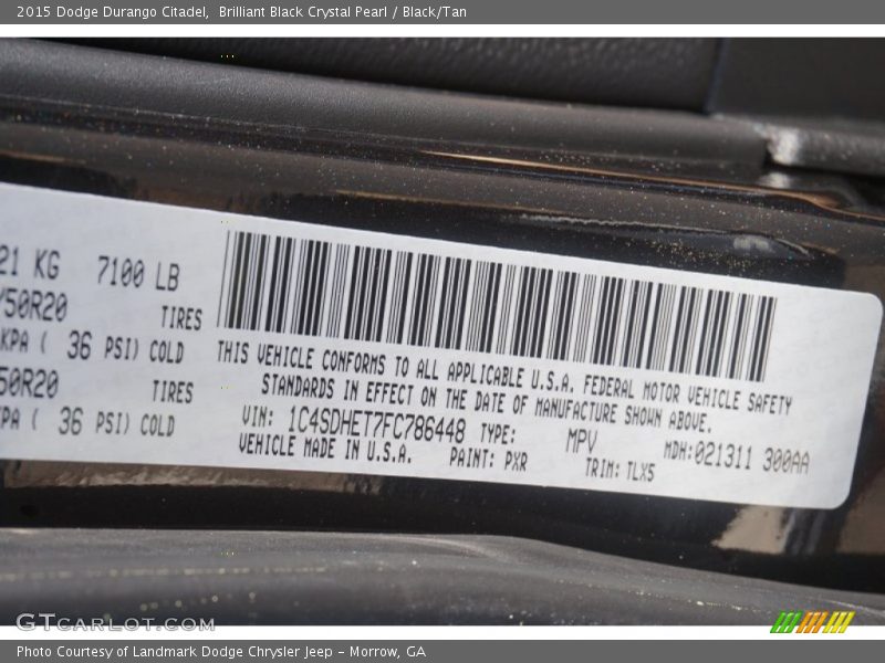 Brilliant Black Crystal Pearl / Black/Tan 2015 Dodge Durango Citadel