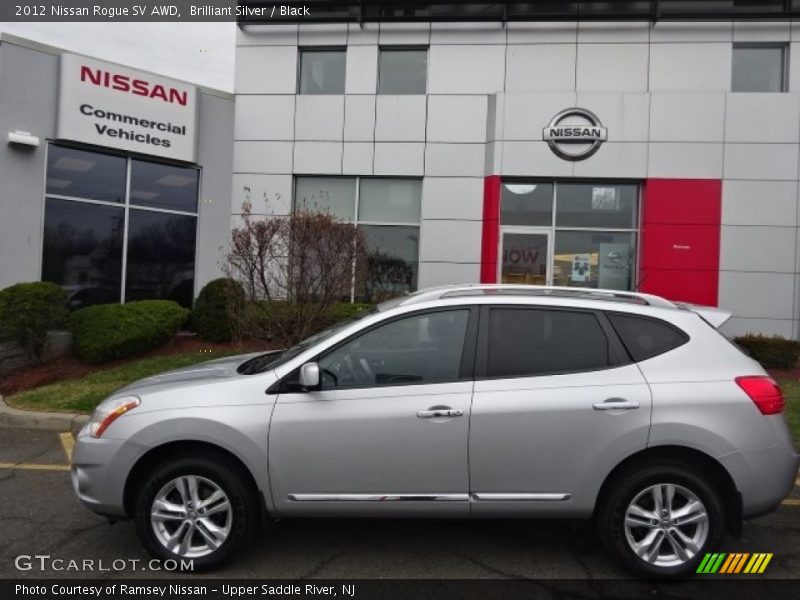Brilliant Silver / Black 2012 Nissan Rogue SV AWD