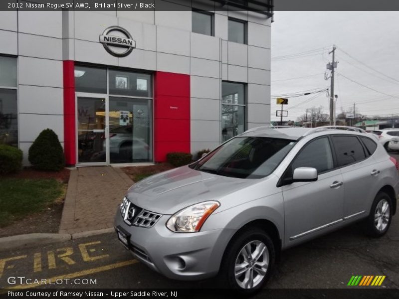 Brilliant Silver / Black 2012 Nissan Rogue SV AWD