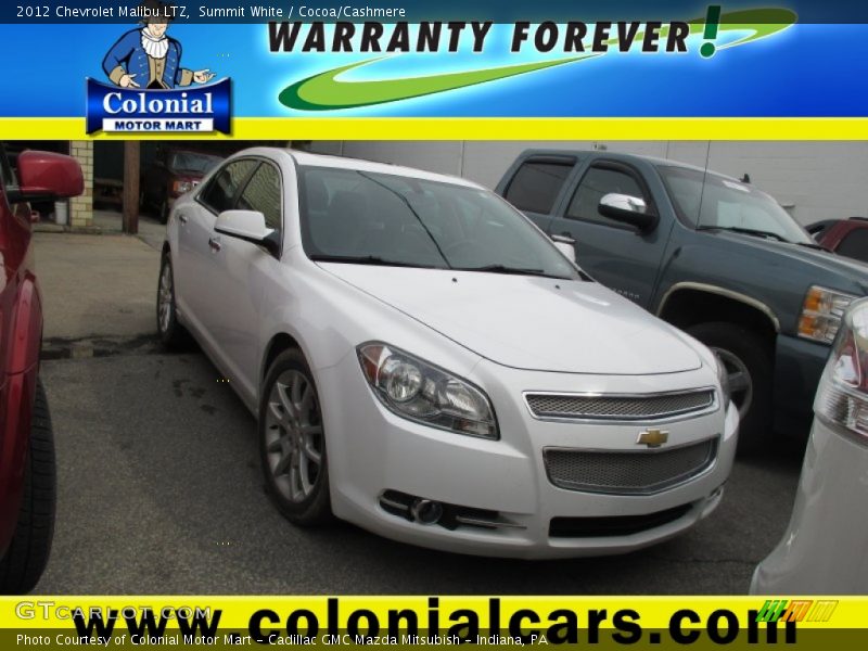 Summit White / Cocoa/Cashmere 2012 Chevrolet Malibu LTZ