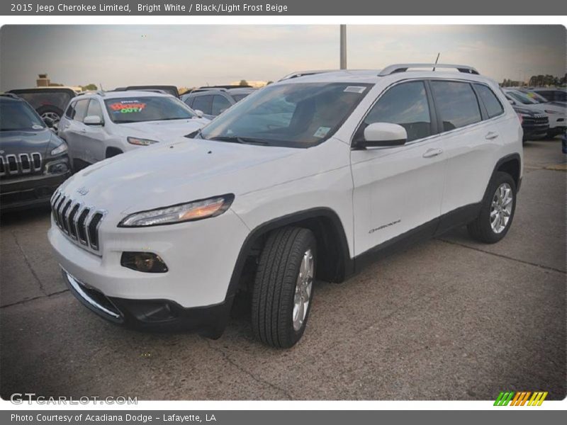 Bright White / Black/Light Frost Beige 2015 Jeep Cherokee Limited