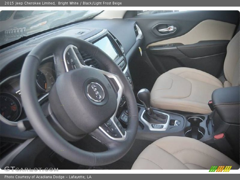 Bright White / Black/Light Frost Beige 2015 Jeep Cherokee Limited