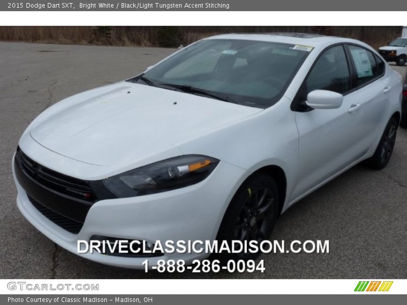 Bright White / Black/Light Tungsten Accent Stitching 2015 Dodge Dart SXT