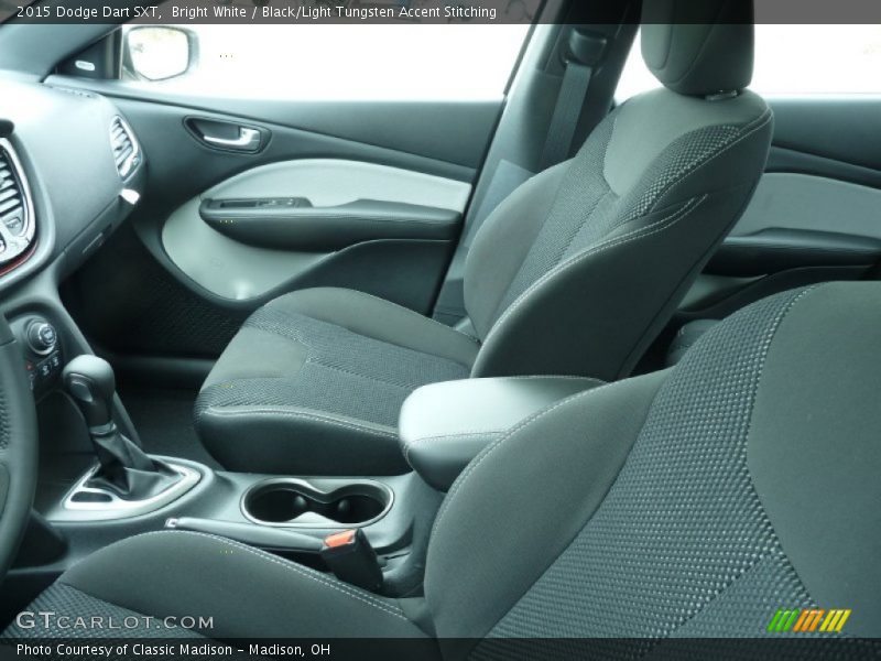Bright White / Black/Light Tungsten Accent Stitching 2015 Dodge Dart SXT
