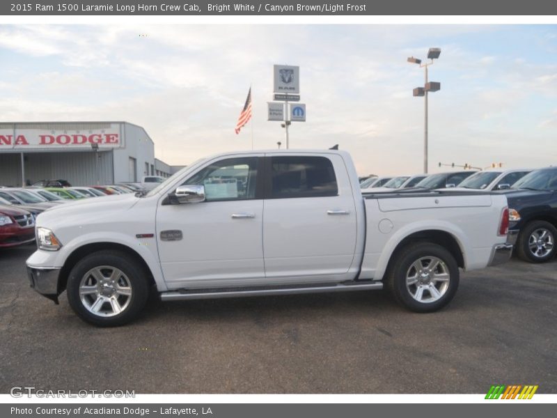 Bright White / Canyon Brown/Light Frost 2015 Ram 1500 Laramie Long Horn Crew Cab