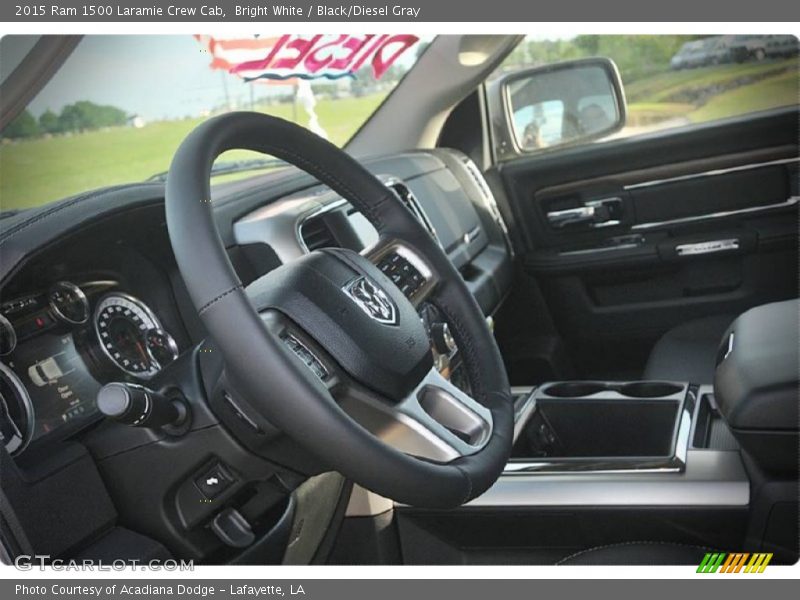 Bright White / Black/Diesel Gray 2015 Ram 1500 Laramie Crew Cab
