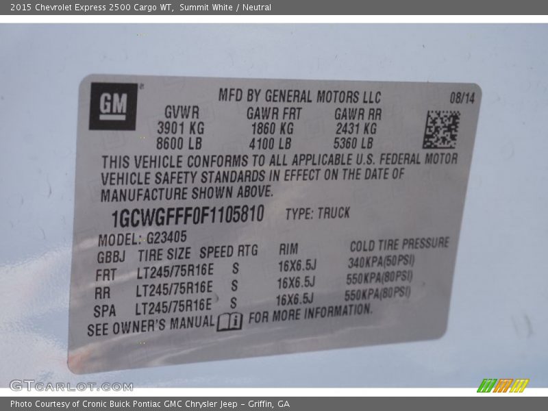 Summit White / Neutral 2015 Chevrolet Express 2500 Cargo WT