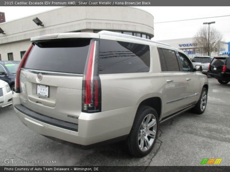 Silver Coast Metallic / Kona Brown/Jet Black 2015 Cadillac Escalade ESV Premium 4WD