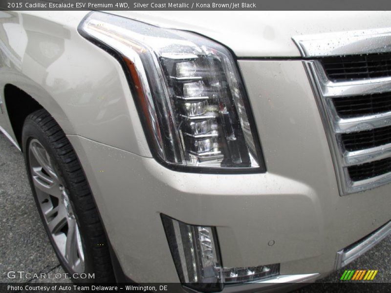 Silver Coast Metallic / Kona Brown/Jet Black 2015 Cadillac Escalade ESV Premium 4WD