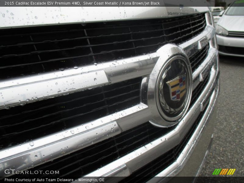 Silver Coast Metallic / Kona Brown/Jet Black 2015 Cadillac Escalade ESV Premium 4WD