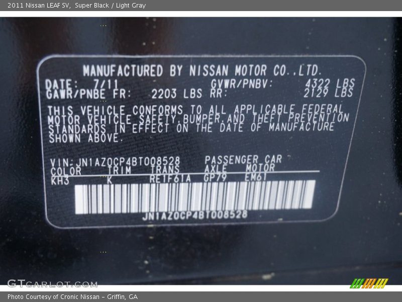 Super Black / Light Gray 2011 Nissan LEAF SV