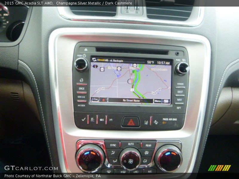 Champagne Silver Metallic / Dark Cashmere 2015 GMC Acadia SLT AWD