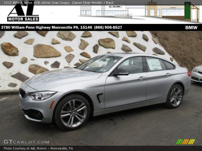 Glacier Silver Metallic / Black 2015 BMW 4 Series 428i xDrive Gran Coupe