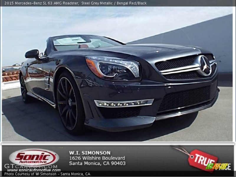 Steel Grey Metallic / Bengal Red/Black 2015 Mercedes-Benz SL 63 AMG Roadster