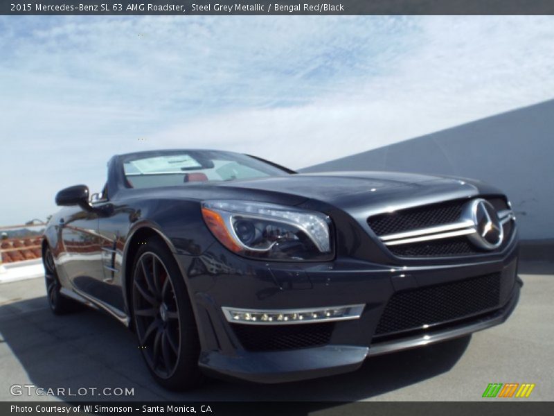 Steel Grey Metallic / Bengal Red/Black 2015 Mercedes-Benz SL 63 AMG Roadster