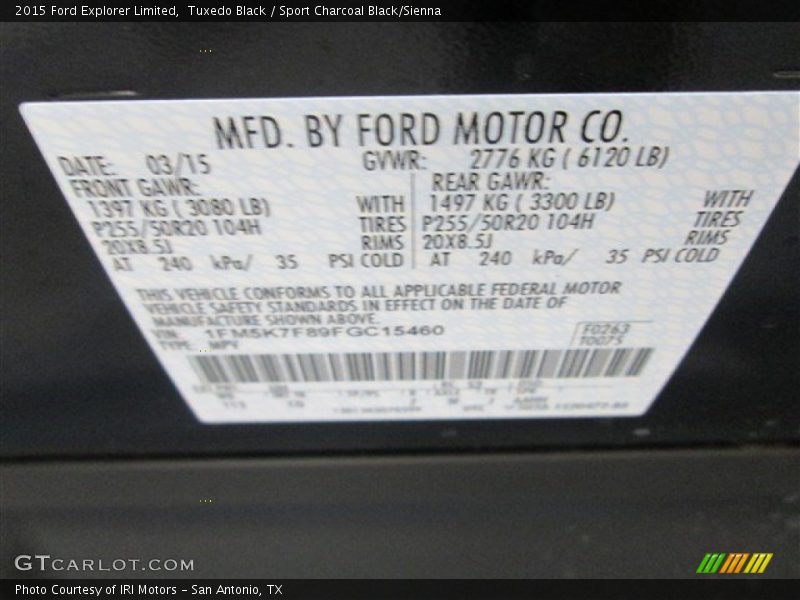 Tuxedo Black / Sport Charcoal Black/Sienna 2015 Ford Explorer Limited