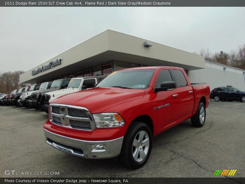 Flame Red / Dark Slate Gray/Medium Graystone 2011 Dodge Ram 1500 SLT Crew Cab 4x4