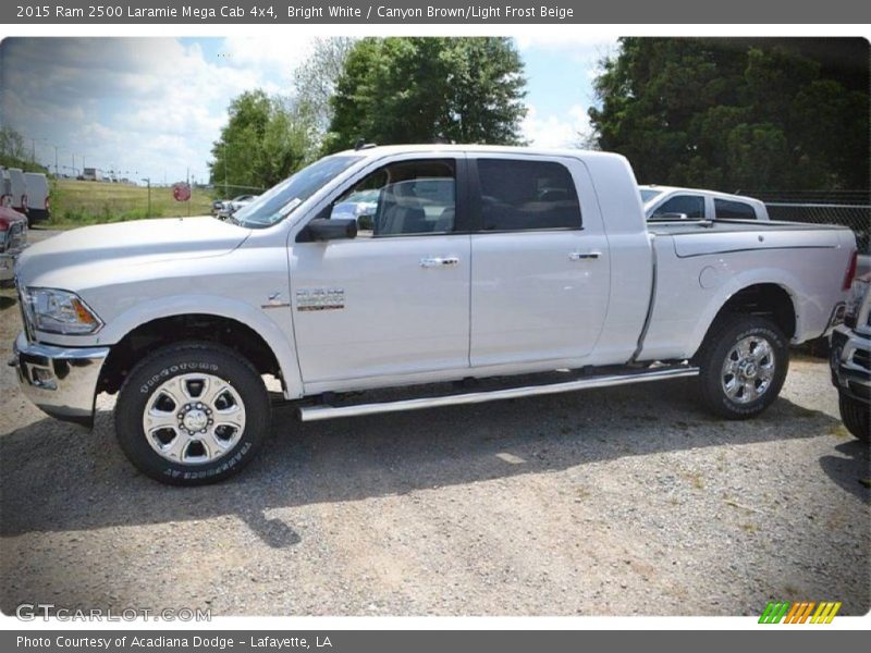 Bright White / Canyon Brown/Light Frost Beige 2015 Ram 2500 Laramie Mega Cab 4x4
