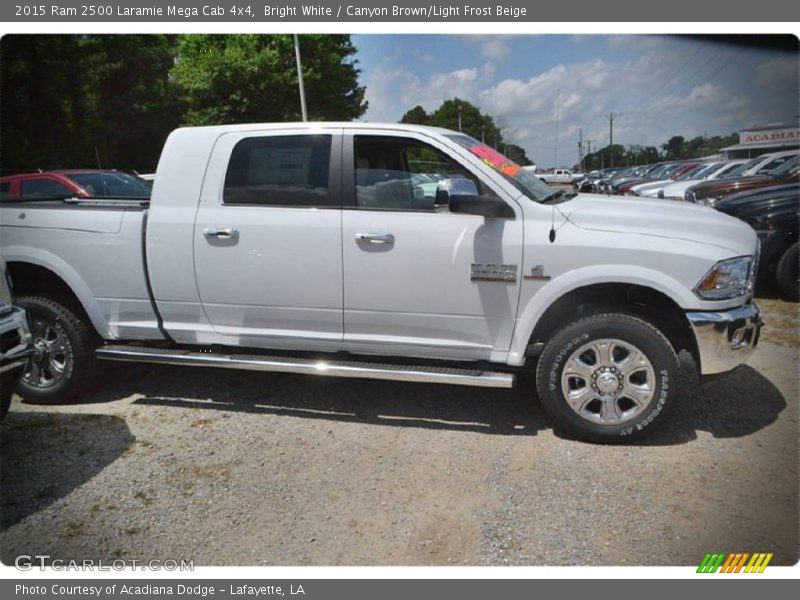 Bright White / Canyon Brown/Light Frost Beige 2015 Ram 2500 Laramie Mega Cab 4x4