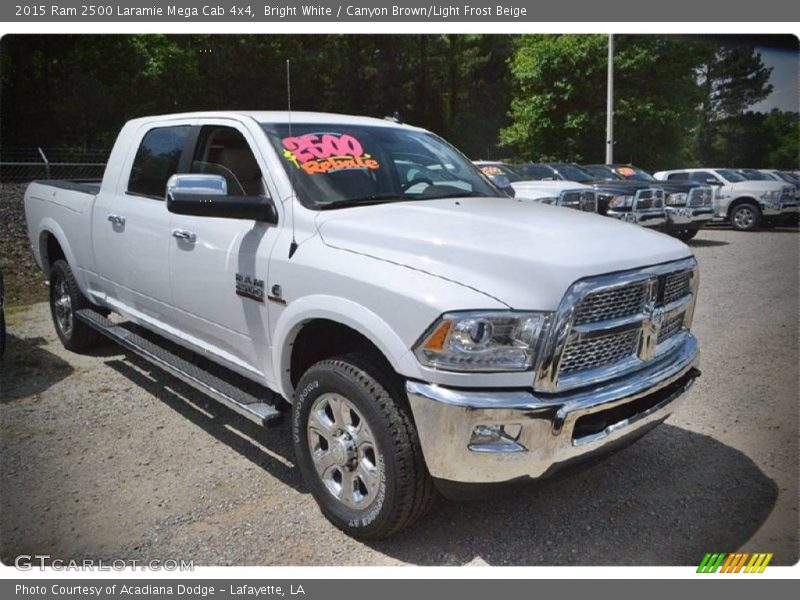 Bright White / Canyon Brown/Light Frost Beige 2015 Ram 2500 Laramie Mega Cab 4x4