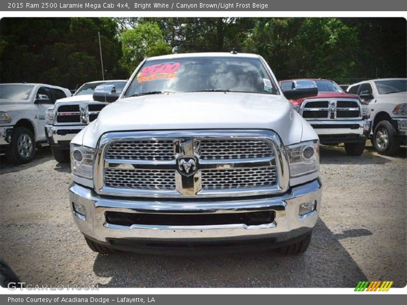 Bright White / Canyon Brown/Light Frost Beige 2015 Ram 2500 Laramie Mega Cab 4x4