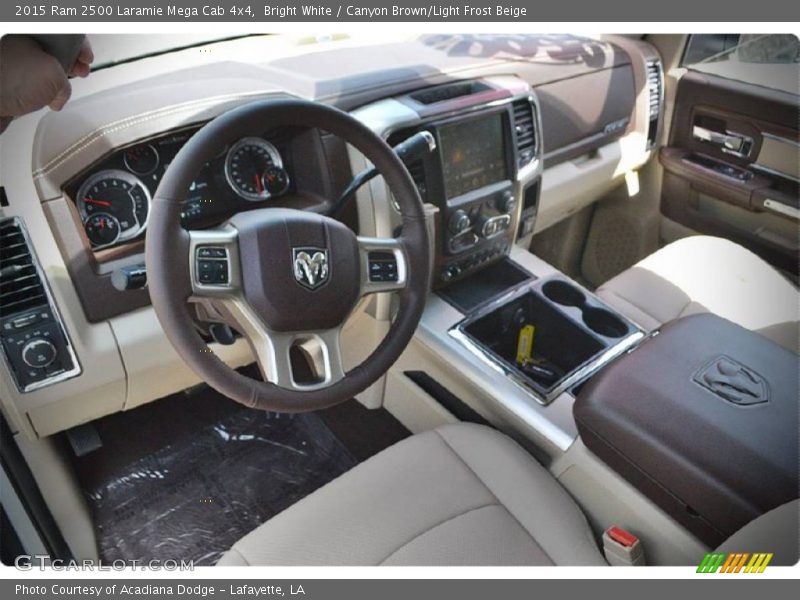 Bright White / Canyon Brown/Light Frost Beige 2015 Ram 2500 Laramie Mega Cab 4x4