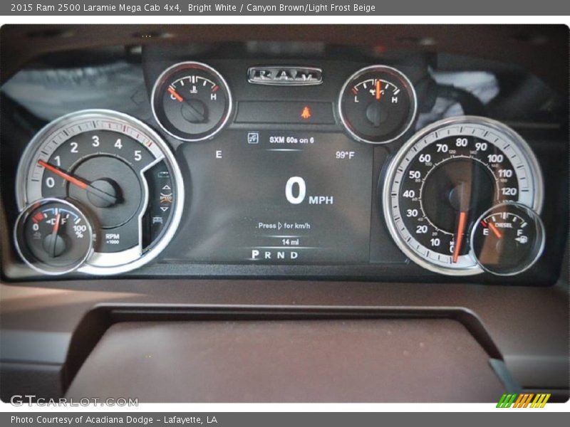 Bright White / Canyon Brown/Light Frost Beige 2015 Ram 2500 Laramie Mega Cab 4x4