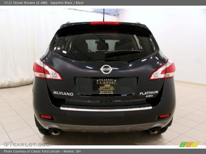 Sapphire Black / Black 2012 Nissan Murano LE AWD