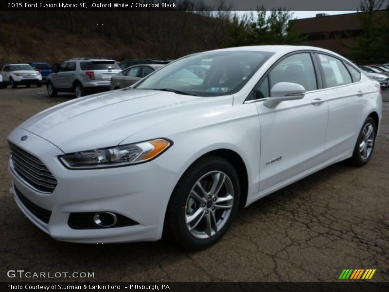 Oxford White / Charcoal Black 2015 Ford Fusion Hybrid SE