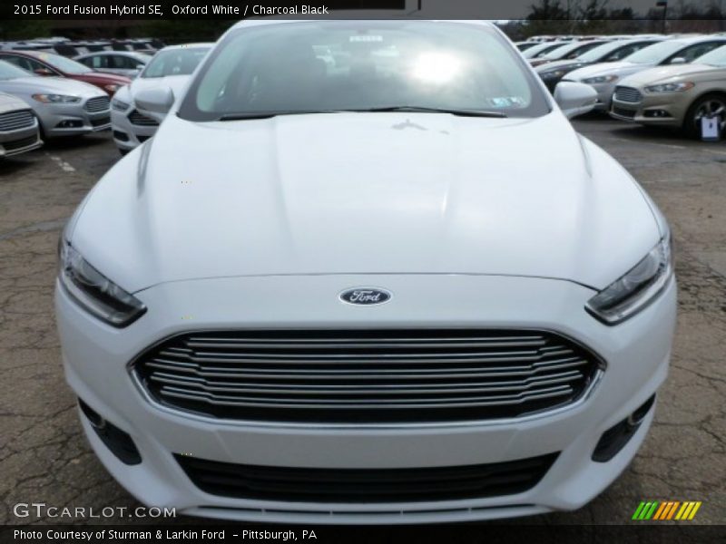 Oxford White / Charcoal Black 2015 Ford Fusion Hybrid SE