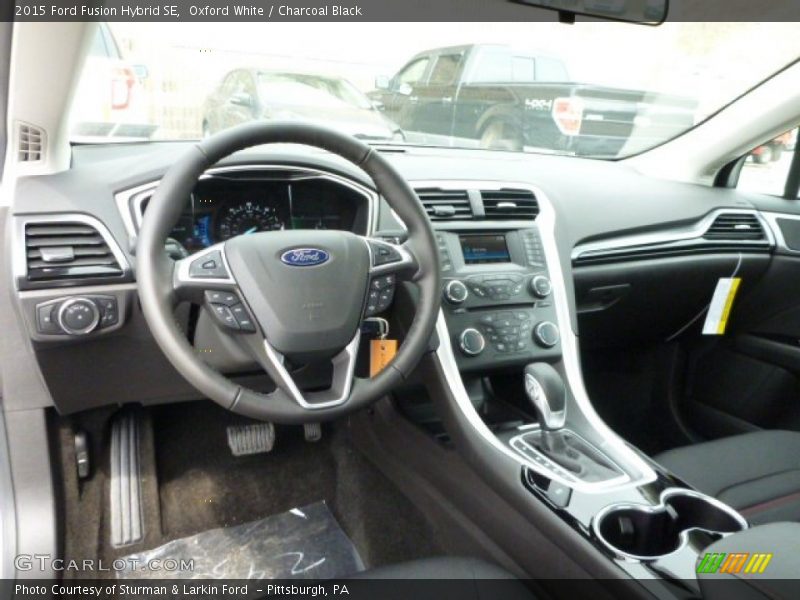 Oxford White / Charcoal Black 2015 Ford Fusion Hybrid SE