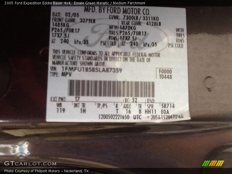 Estate Green Metallic / Medium Parchment 2005 Ford Expedition Eddie Bauer 4x4