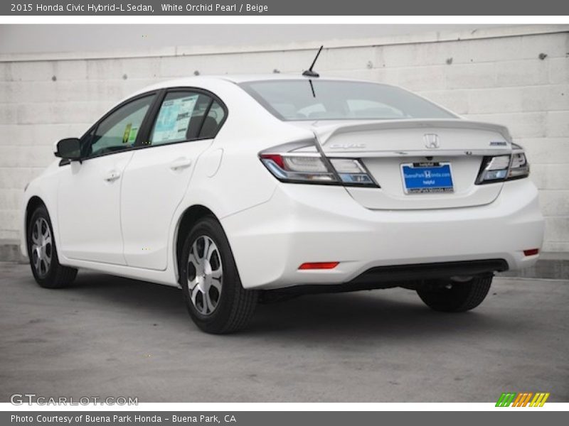 White Orchid Pearl / Beige 2015 Honda Civic Hybrid-L Sedan