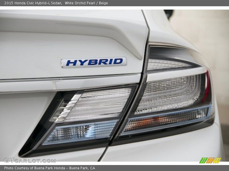 White Orchid Pearl / Beige 2015 Honda Civic Hybrid-L Sedan