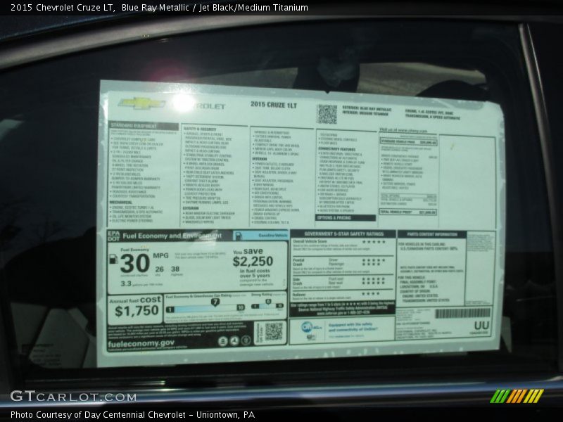 Blue Ray Metallic / Jet Black/Medium Titanium 2015 Chevrolet Cruze LT