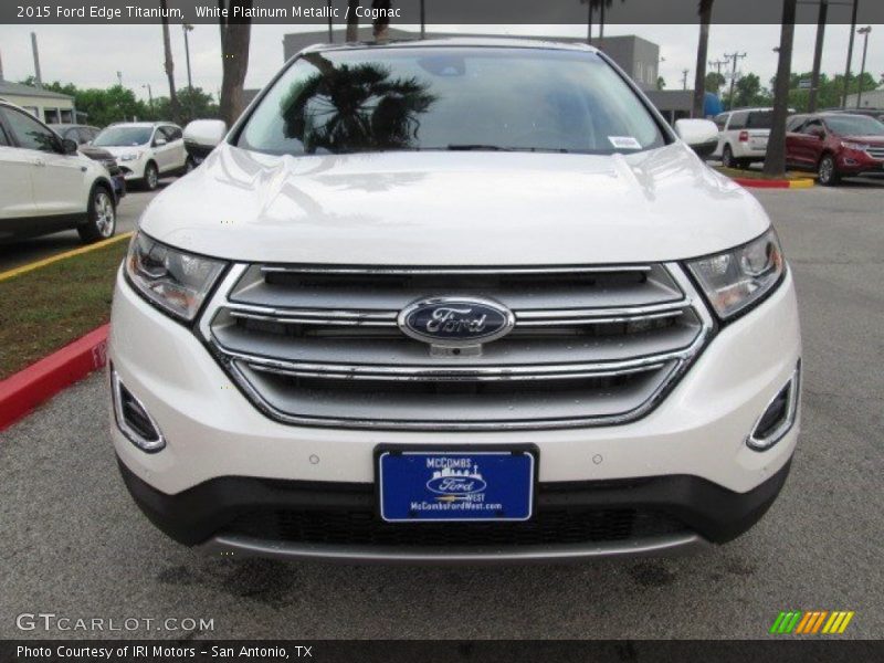 White Platinum Metallic / Cognac 2015 Ford Edge Titanium