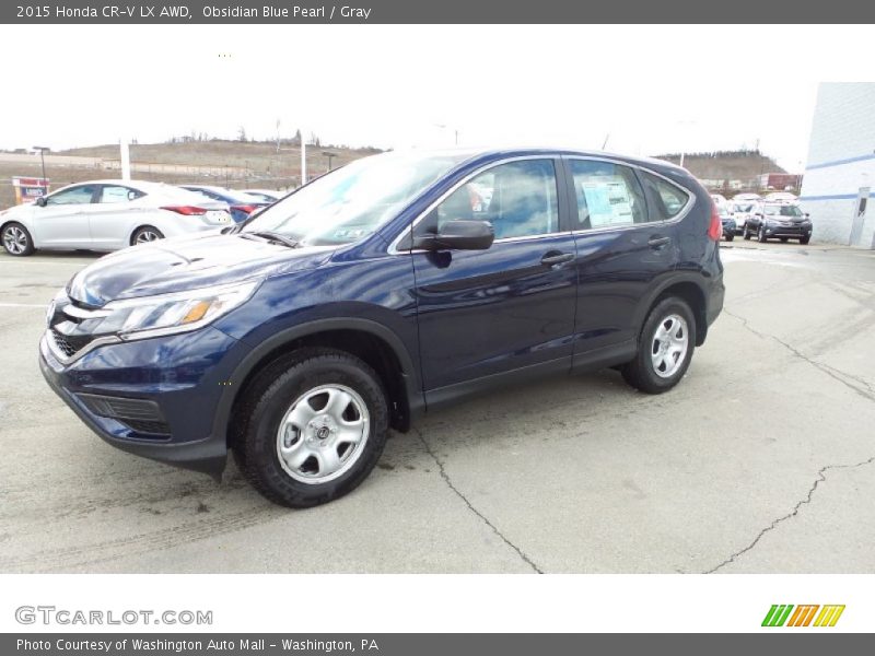 Obsidian Blue Pearl / Gray 2015 Honda CR-V LX AWD