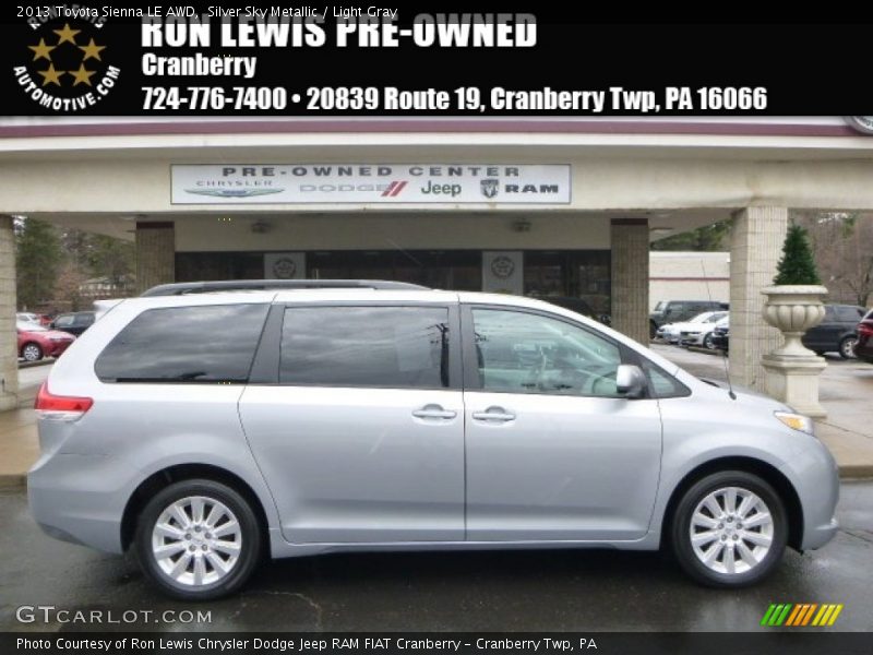 Silver Sky Metallic / Light Gray 2013 Toyota Sienna LE AWD