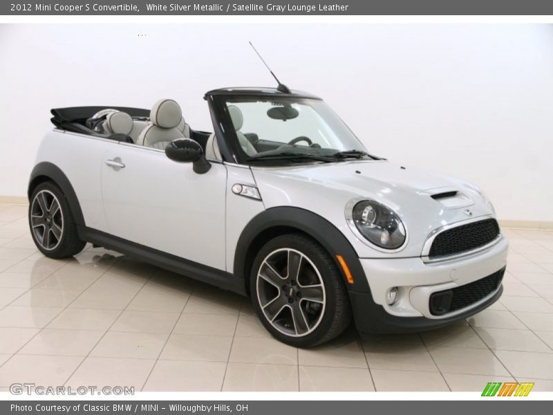 White Silver Metallic / Satellite Gray Lounge Leather 2012 Mini Cooper S Convertible