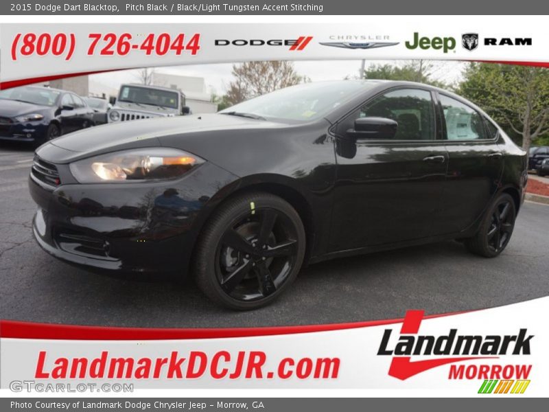 Pitch Black / Black/Light Tungsten Accent Stitching 2015 Dodge Dart Blacktop