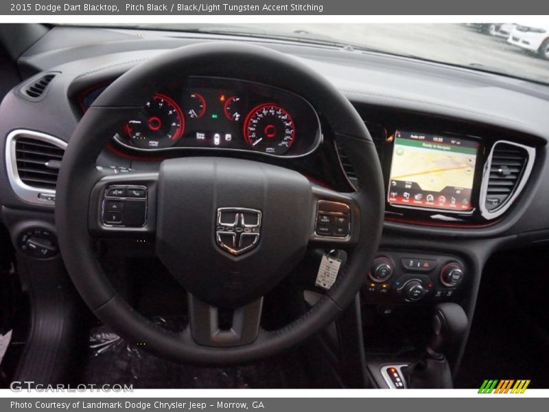 Pitch Black / Black/Light Tungsten Accent Stitching 2015 Dodge Dart Blacktop