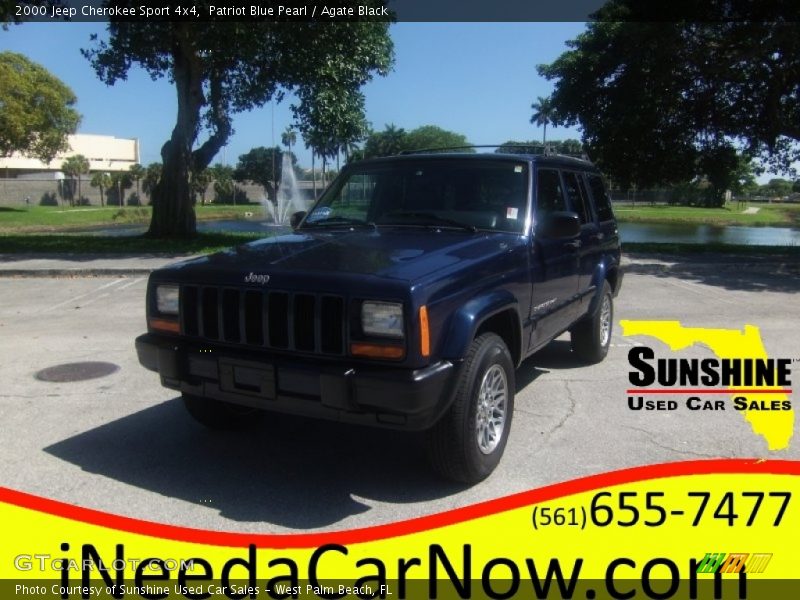 Patriot Blue Pearl / Agate Black 2000 Jeep Cherokee Sport 4x4