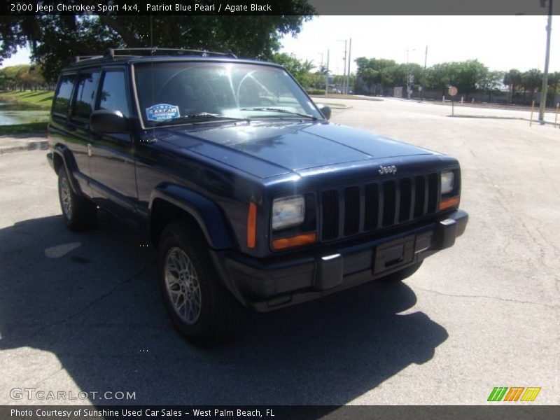 Patriot Blue Pearl / Agate Black 2000 Jeep Cherokee Sport 4x4