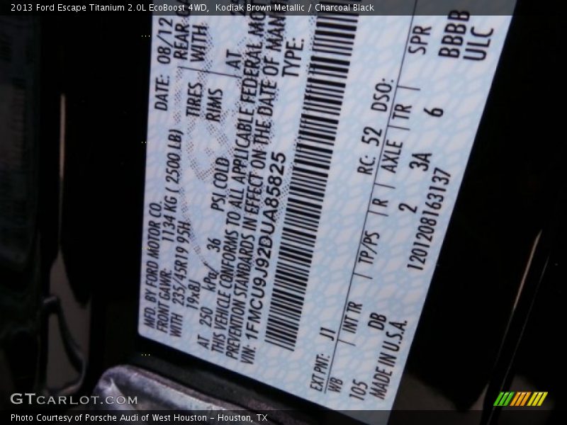 Kodiak Brown Metallic / Charcoal Black 2013 Ford Escape Titanium 2.0L EcoBoost 4WD