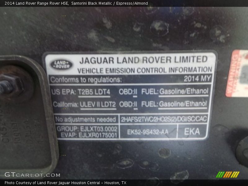 Santorini Black Metallic / Espresso/Almond 2014 Land Rover Range Rover HSE
