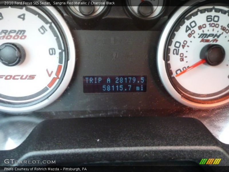 Sangria Red Metallic / Charcoal Black 2010 Ford Focus SES Sedan