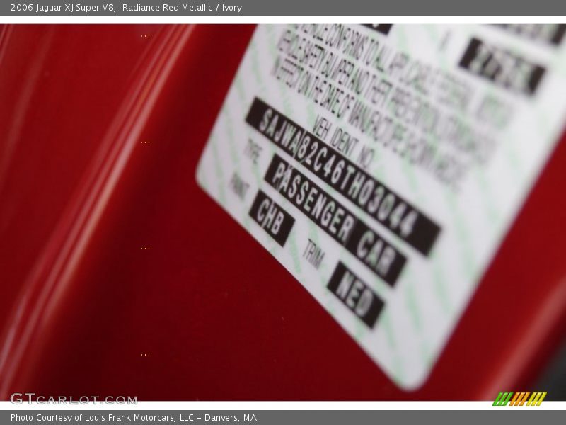 2006 XJ Super V8 Radiance Red Metallic Color Code CHB