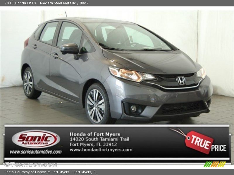 Modern Steel Metallic / Black 2015 Honda Fit EX