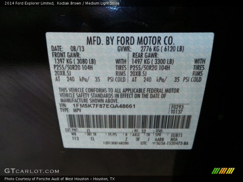 Kodiak Brown / Medium Light Stone 2014 Ford Explorer Limited
